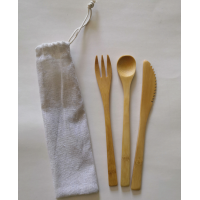 19cm reusable  bamboo cutlery and straw set