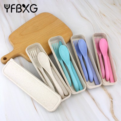 Amazon top seller biodegradable sustainable plastic wheat straw spoon and fork knife cutlery set box case