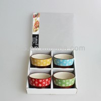 Set of 4 hand-printed mini ceramic tableware tapas bowl