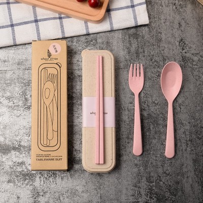 Hot Selling 2019 Biodegradable Cutlery Spoon Chopsticks Travel Set With Box Compostable Set Eco Friendly