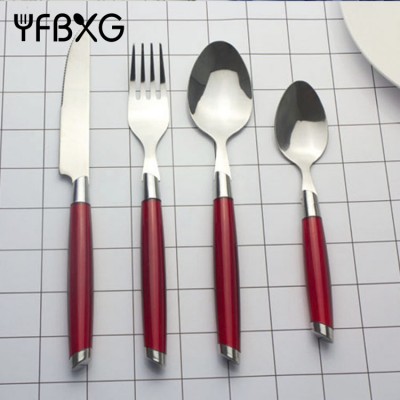 elegant abs plastic handle stainless steel cutlery set tableware dinnerware flatware set