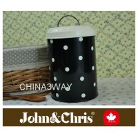 Enamel metal kitchen bread box and canister set