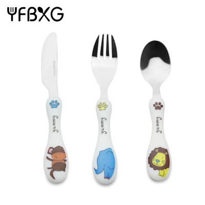 eco plastic handle children cutlery stainless steel children cutlery set