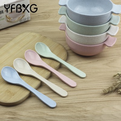 food grade biodegradable wheat straw bowl spoon set baby feeding spoons set