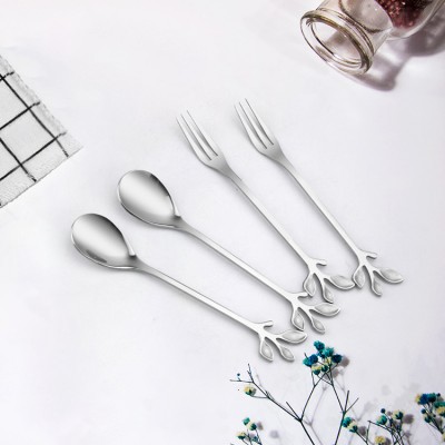 Metal flower coffee spoon stainless steel spoon and fork set