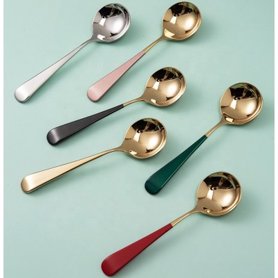 Colorful Colher Rounded Inox Cucchiaio Stainless Steel PVD Coating Loyal Spoon & Spoon Set