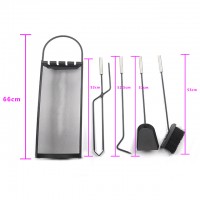 Black Metal Mesh Stamd Fireplace tool set